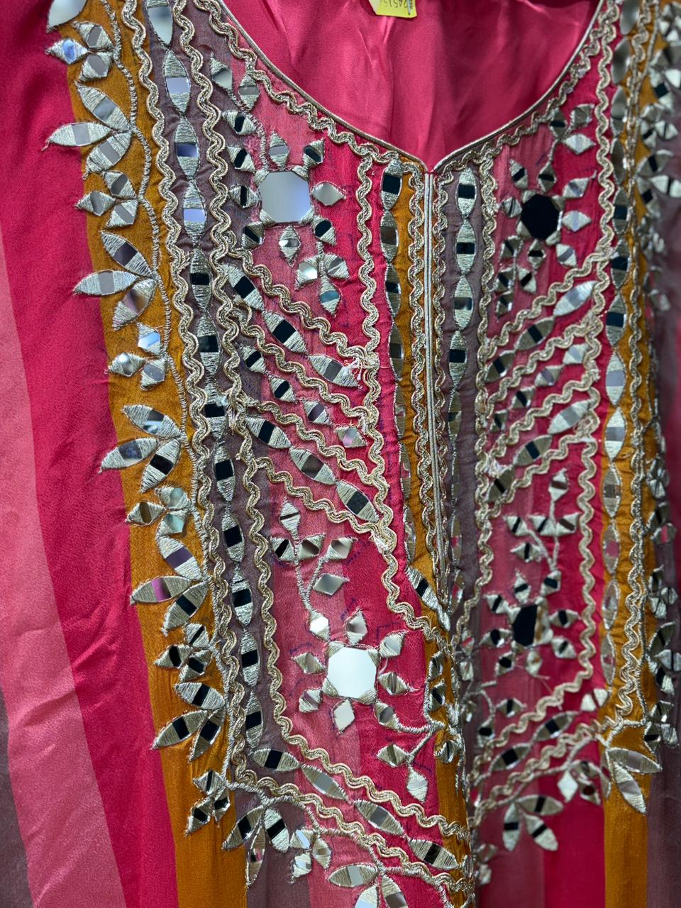 Pure Chinnon Stripes Mirror Kaftan with Garara Set
