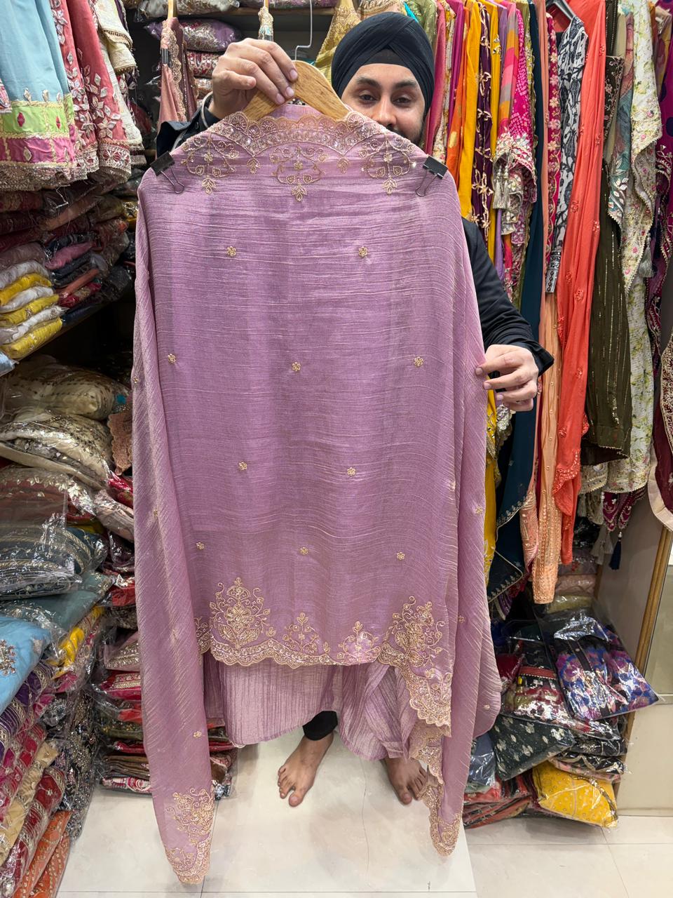 Crushed Shimmer Handwork Cutwork Design
