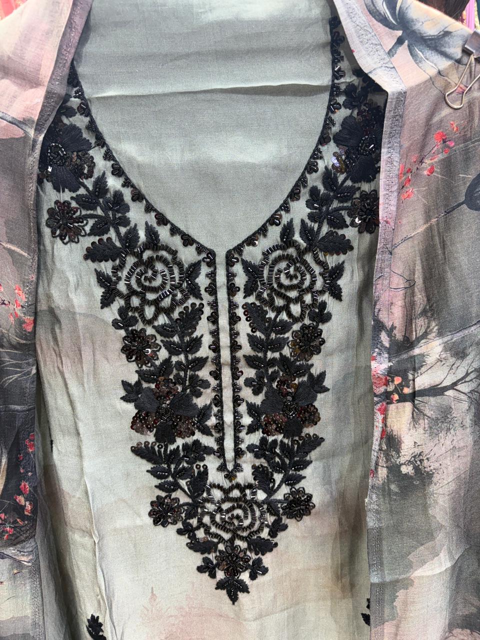 Muslin Black Berrry Neckline