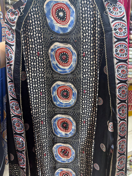 Gajji Silk New Addition - Sabyasachi Inspired Ikkat Print Mirror Work