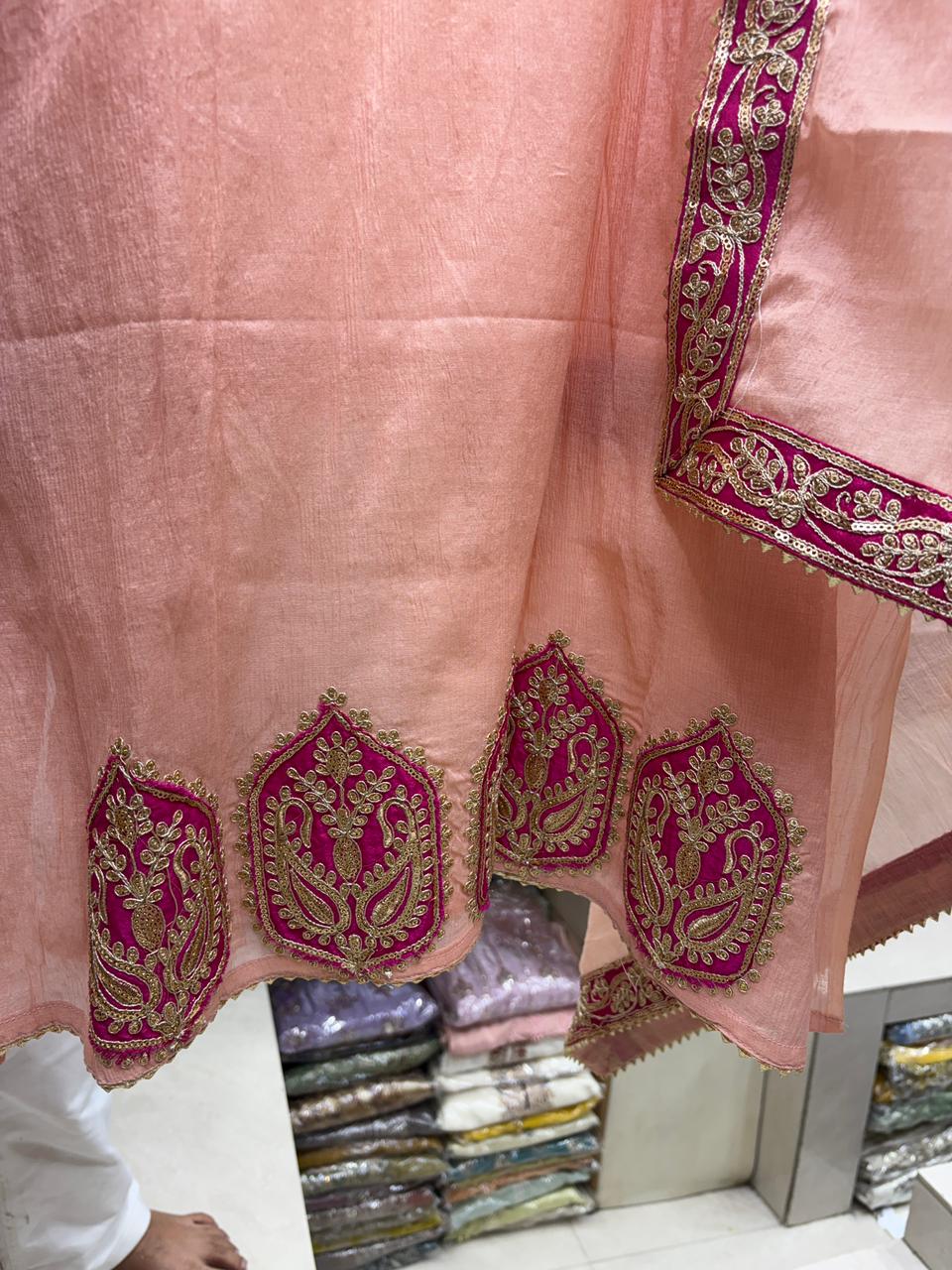 Mul Chanderi Partywear Suit