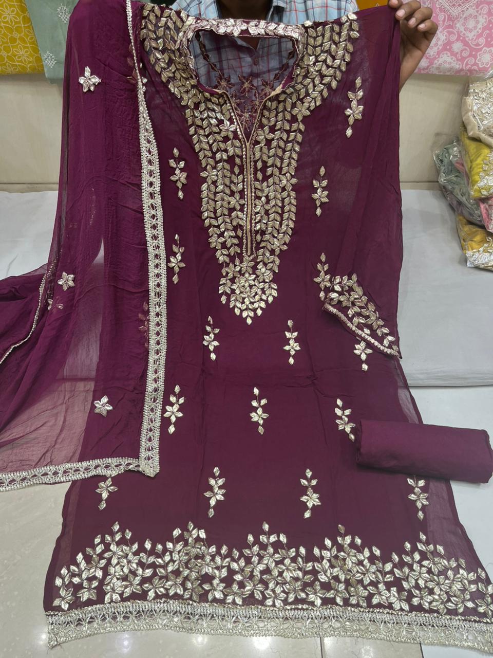 Georgette Unstitched Gotta patti suits