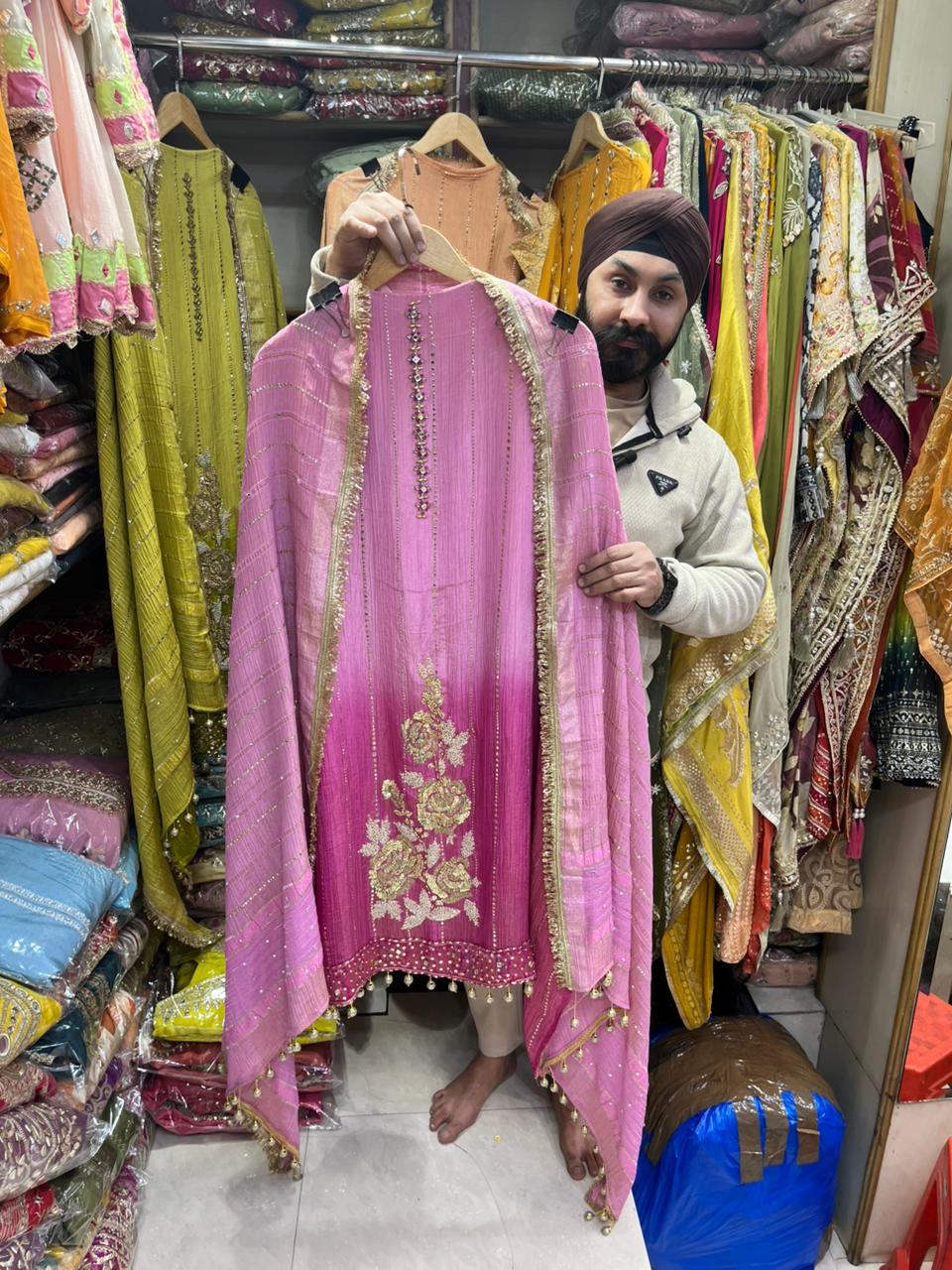 Pure Crush Shimmer Handwork Designer Suits