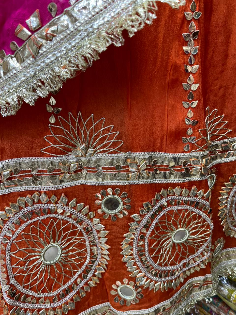 Pure Chinnon Leather Work Heavy Anarkali