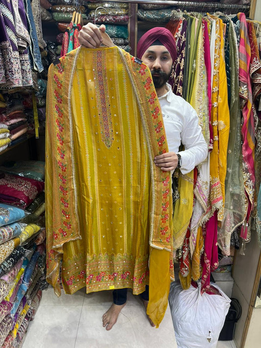 Soft Organza Banarasi Weave Mirror Suits