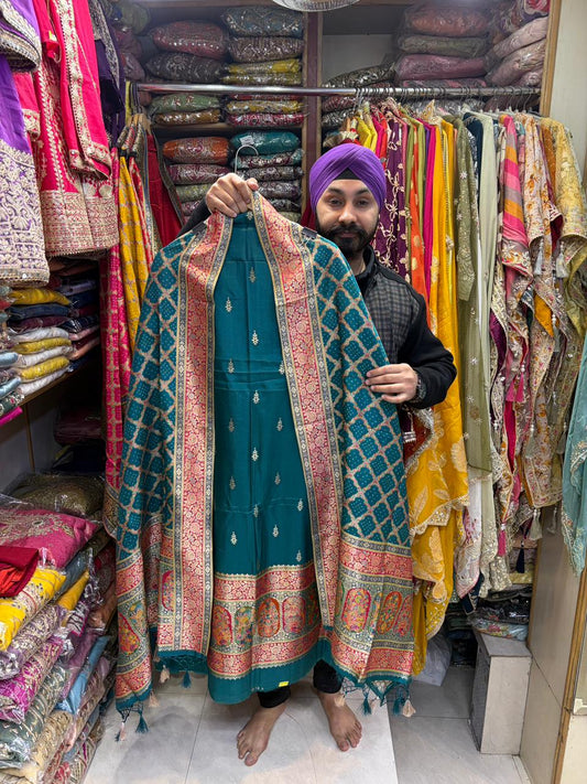 Pure Silk Position Print Bandhni Dupatta Bottom Work