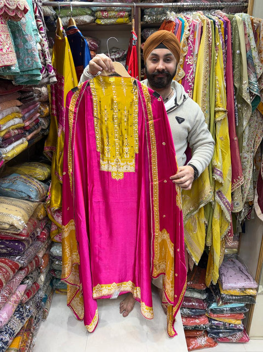 Gajji Silk Ikkat Print Designer Suit