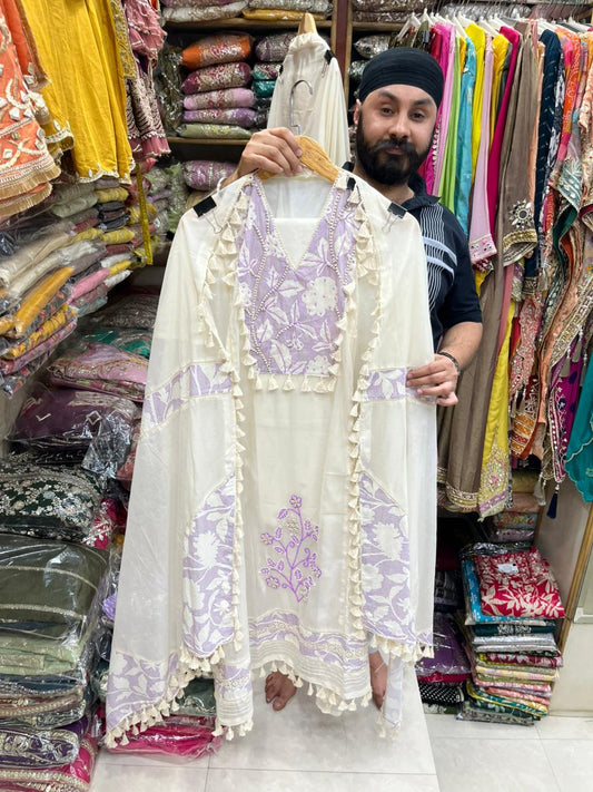 Summer Special Pure Mul Chanderi ( Croshiya & Pearl )