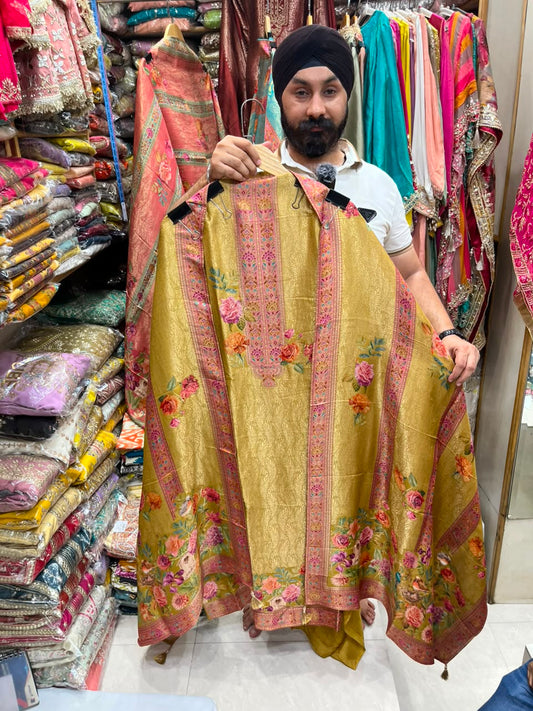 Luxury Banarasi Jacquard Positin Print - New