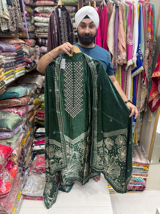 Vibrant Floral Print Gajji Mirror Work - Edition no 34