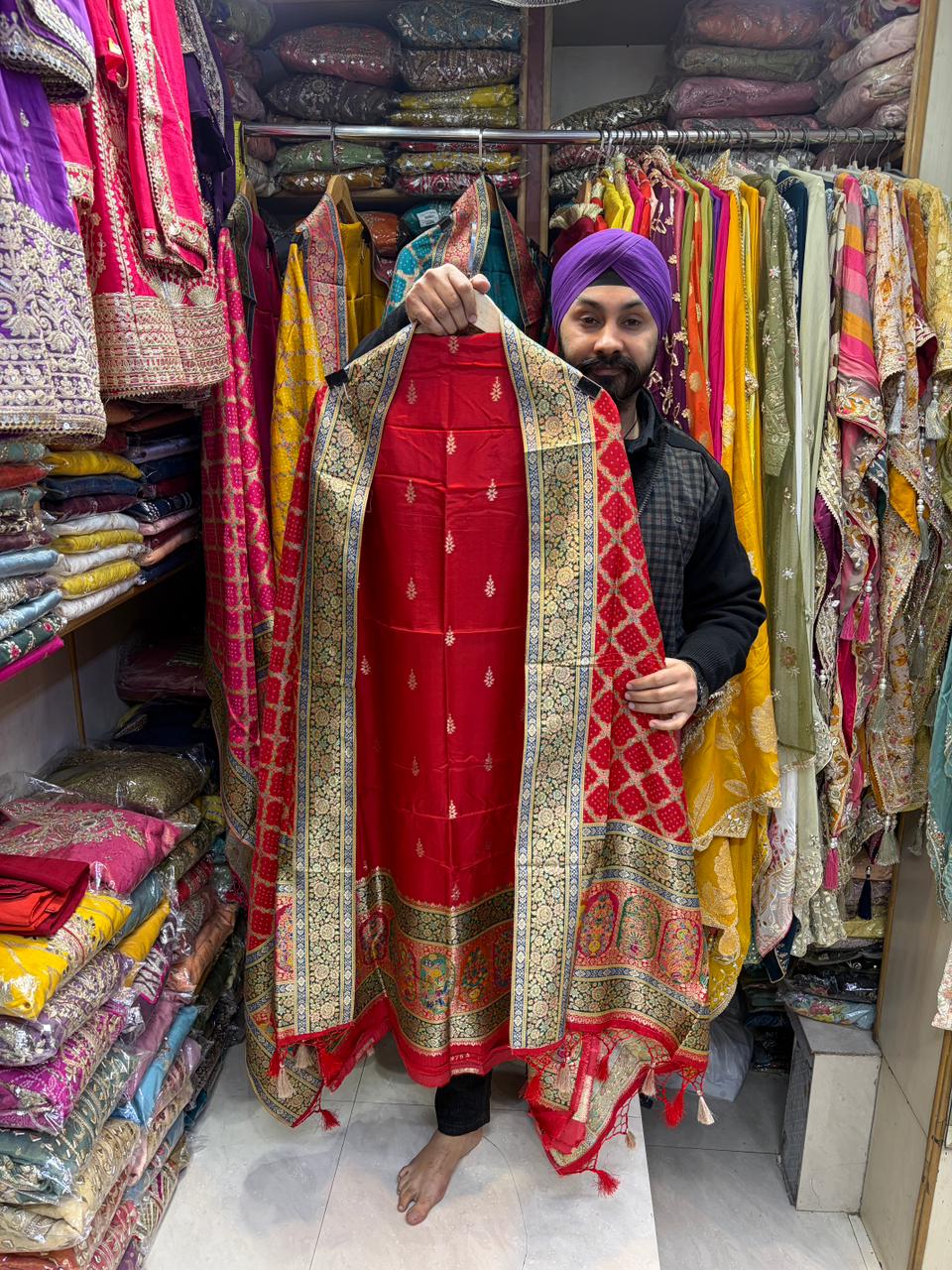 Pure Silk Position Print Banarasi Weaving