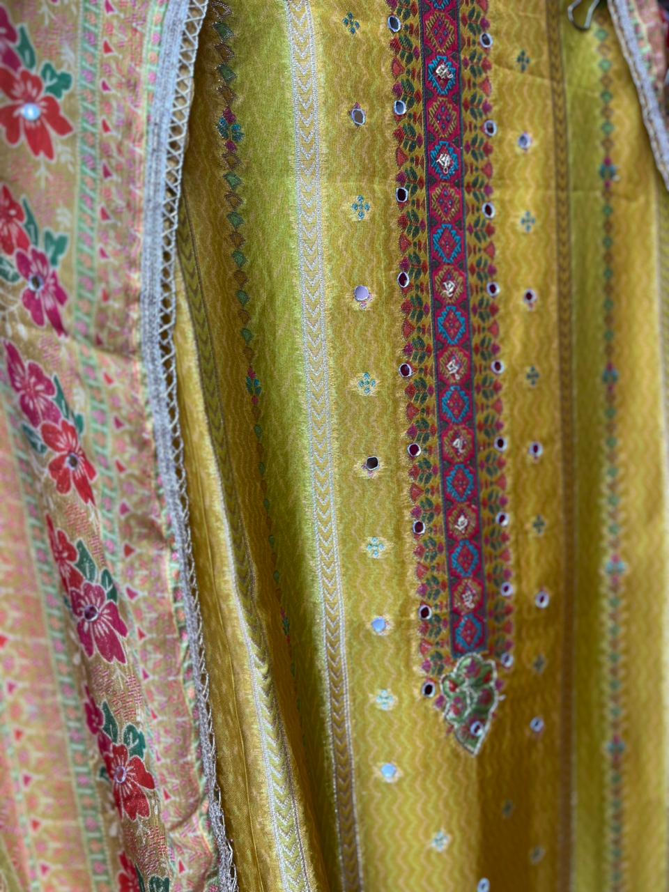 Soft Organza Banarasi Weave Mirror Suits