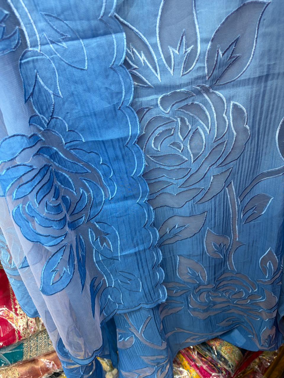 Beautiful Dual Shade Organza Applique Suits