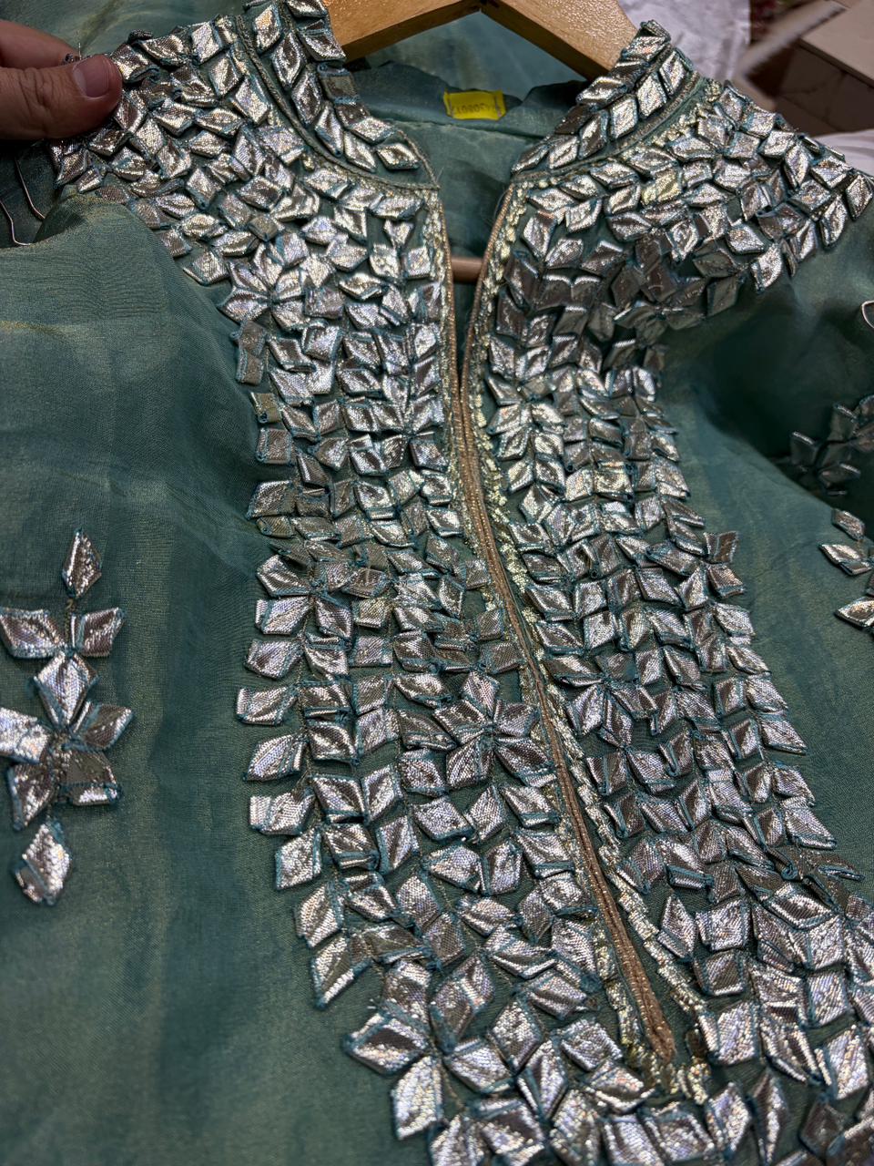 Pure Shimmer Gotta Patti Semi Stitched Sharara Suit