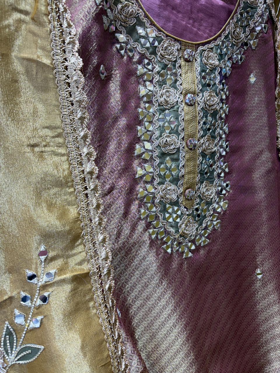 Pure Shimmer Mirror and Applique Work Suit