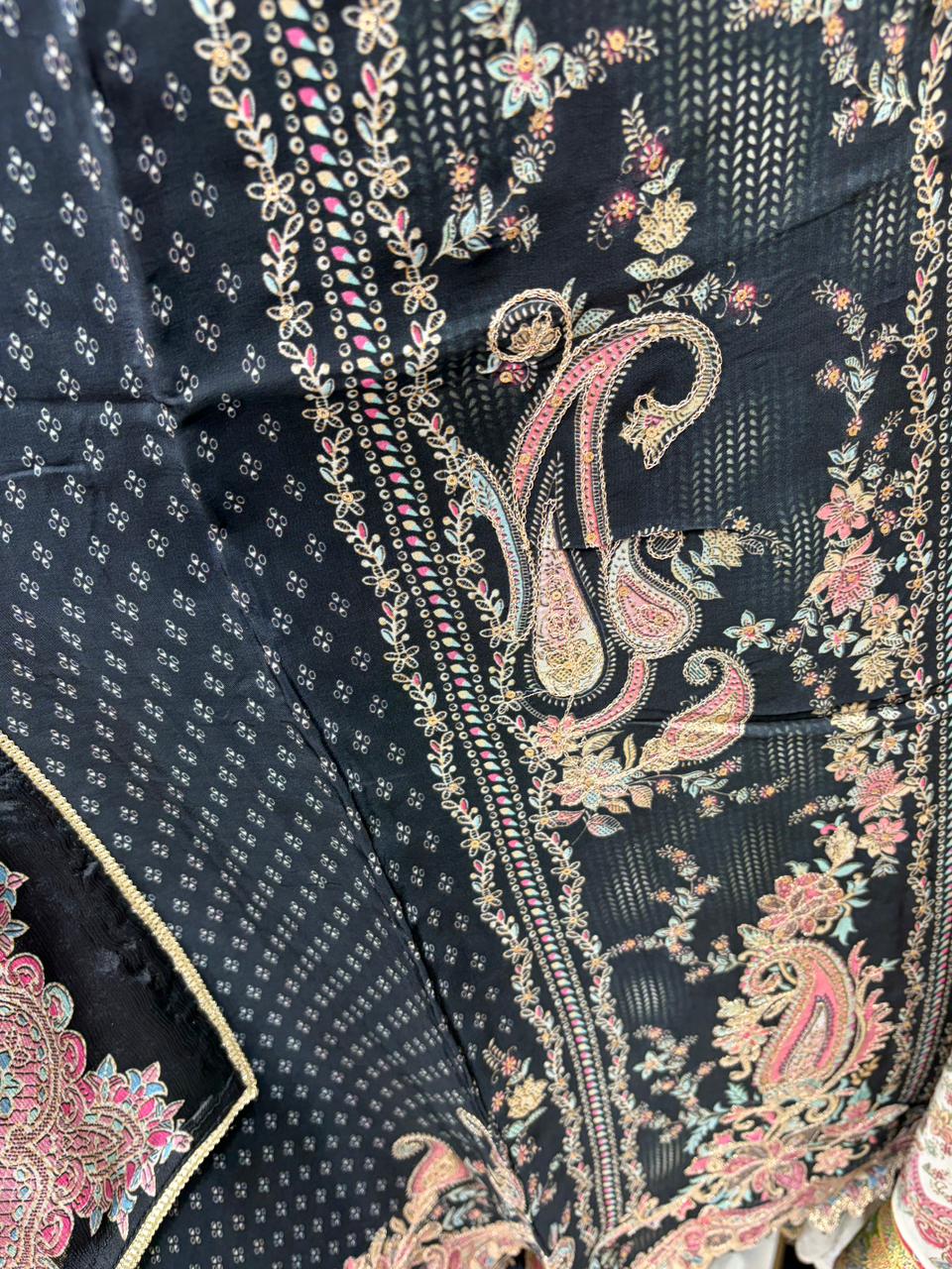 Pure Crepe Beautiful Zari work Suits