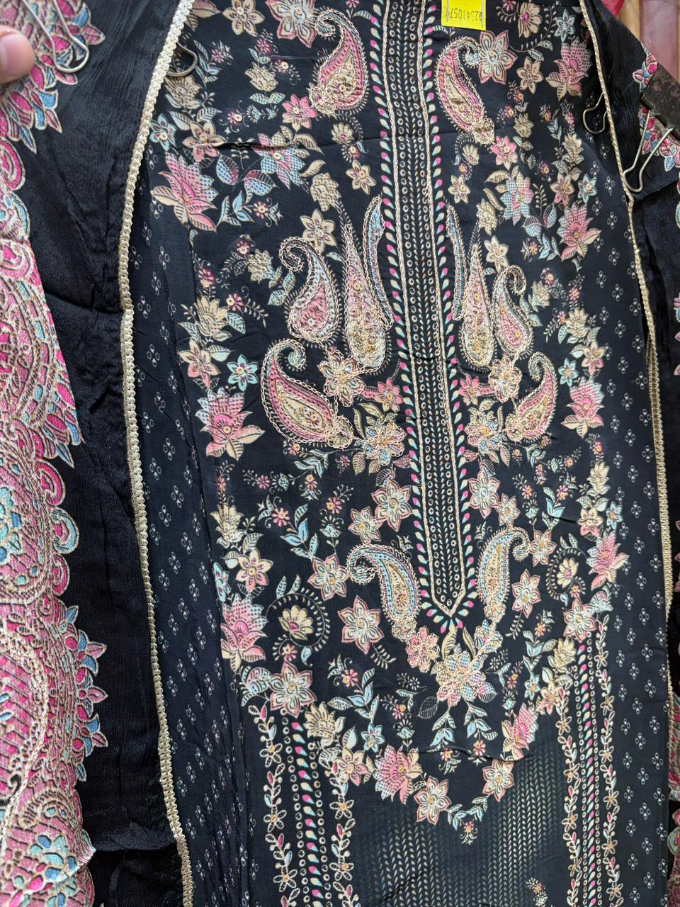 Pure Crepe Beautiful Zari work Suits