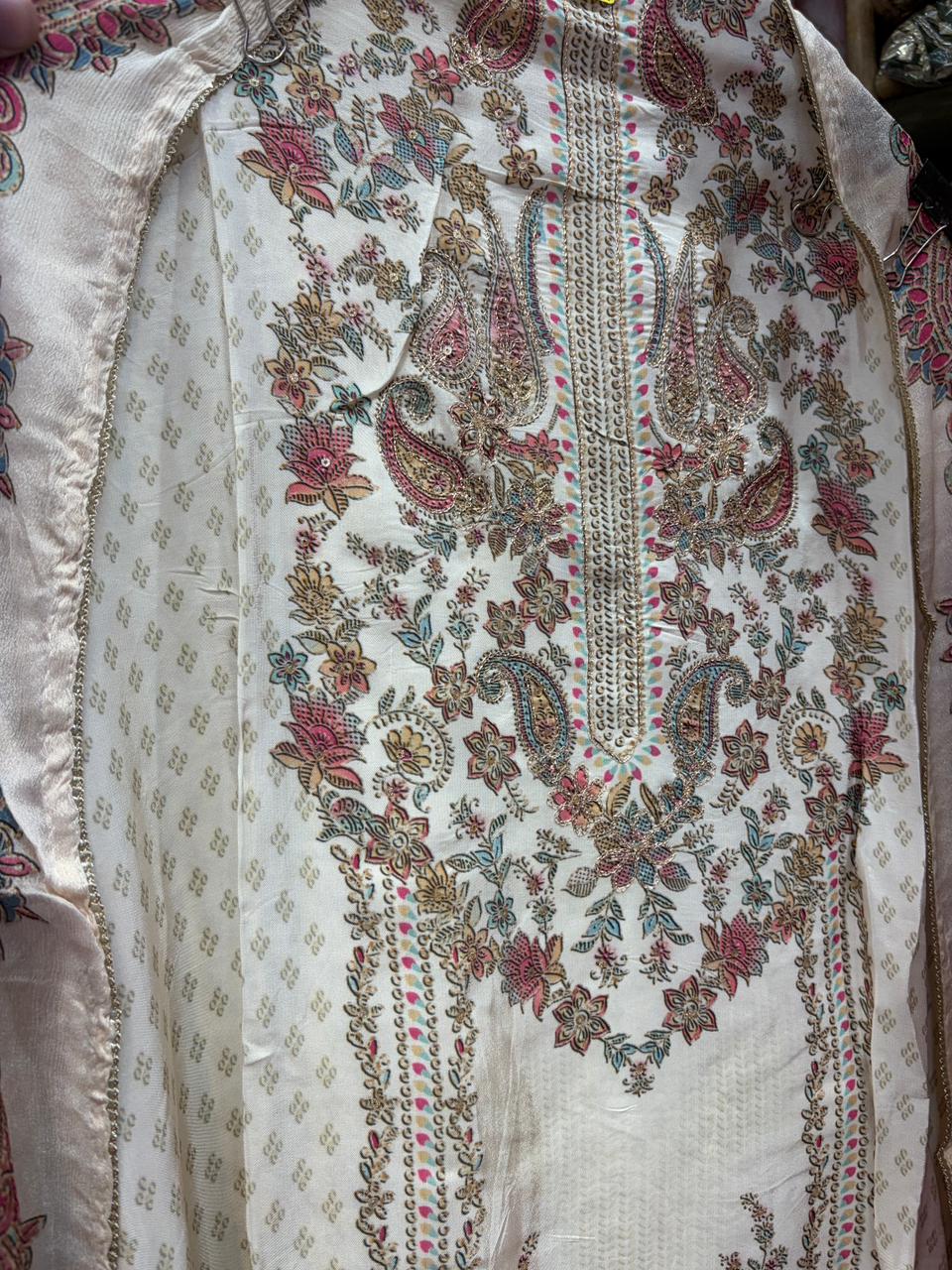 Pure Crepe Beautiful Zari work Suits