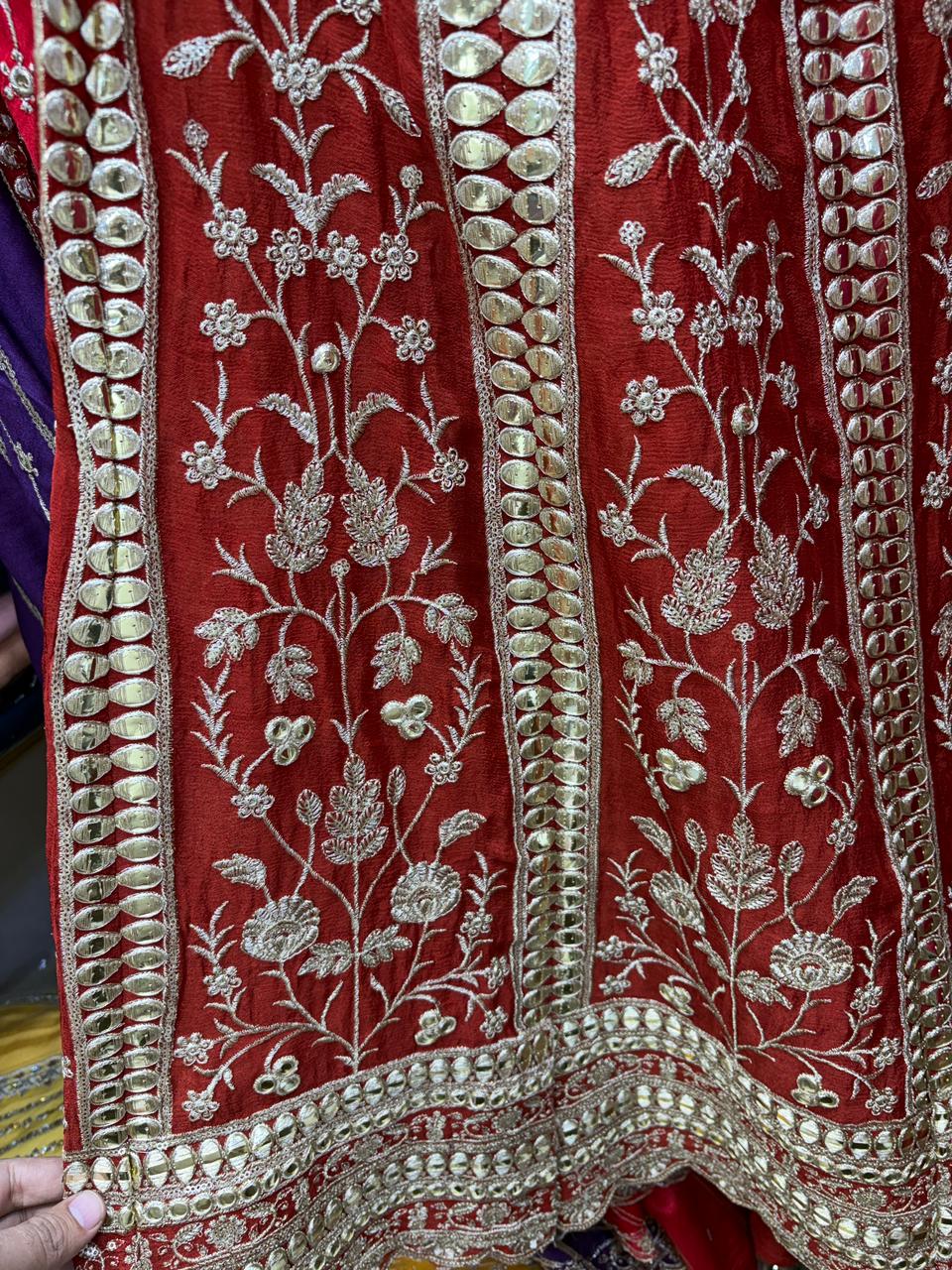 Pure Chinnon Zari Patra Beautiful Sharara