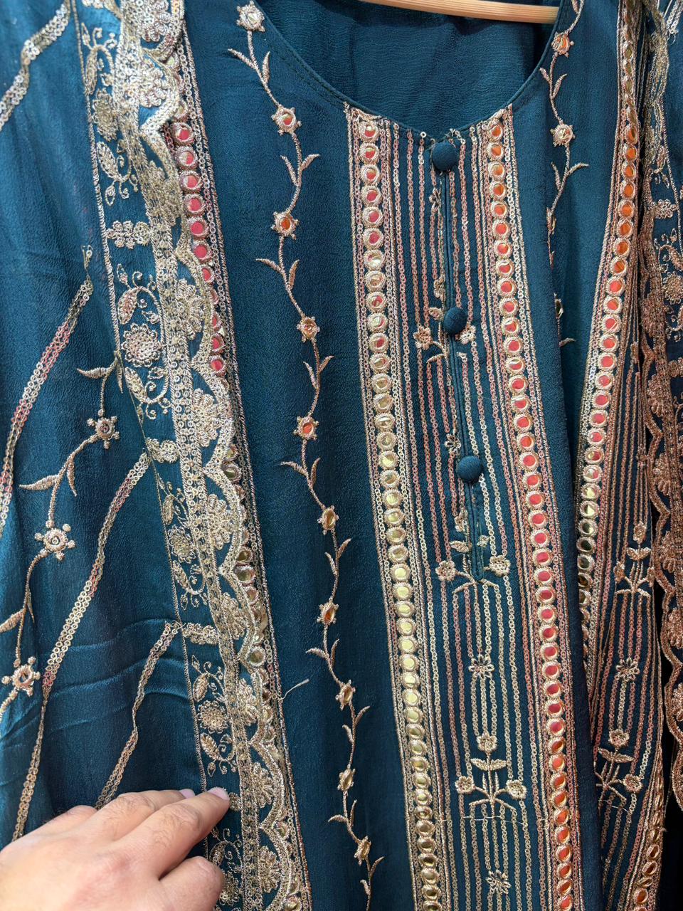 Pure Chinnon Zari Patra Beautiful Sharara
