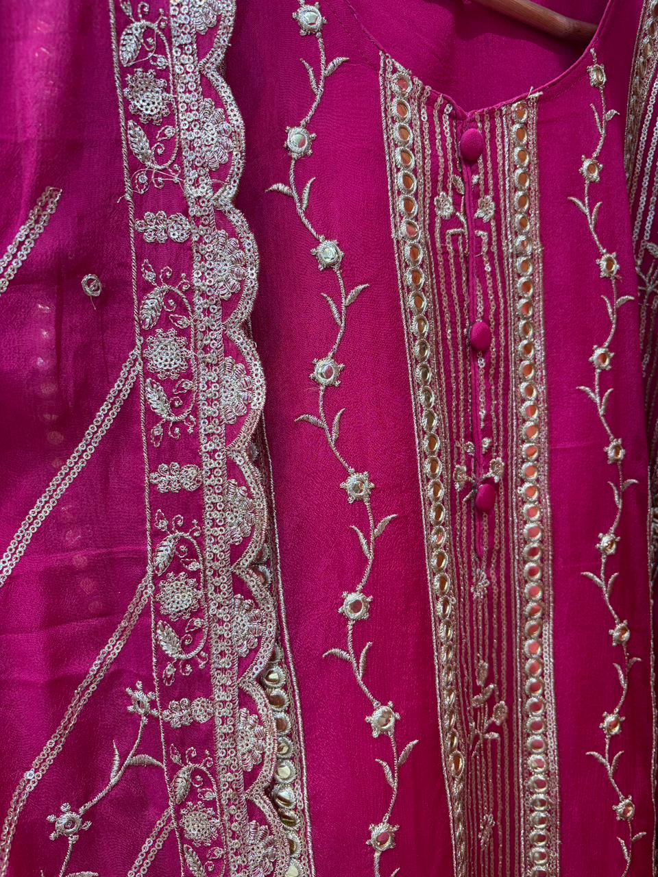 Pure Chinnon Zari Patra Beautiful Sharara