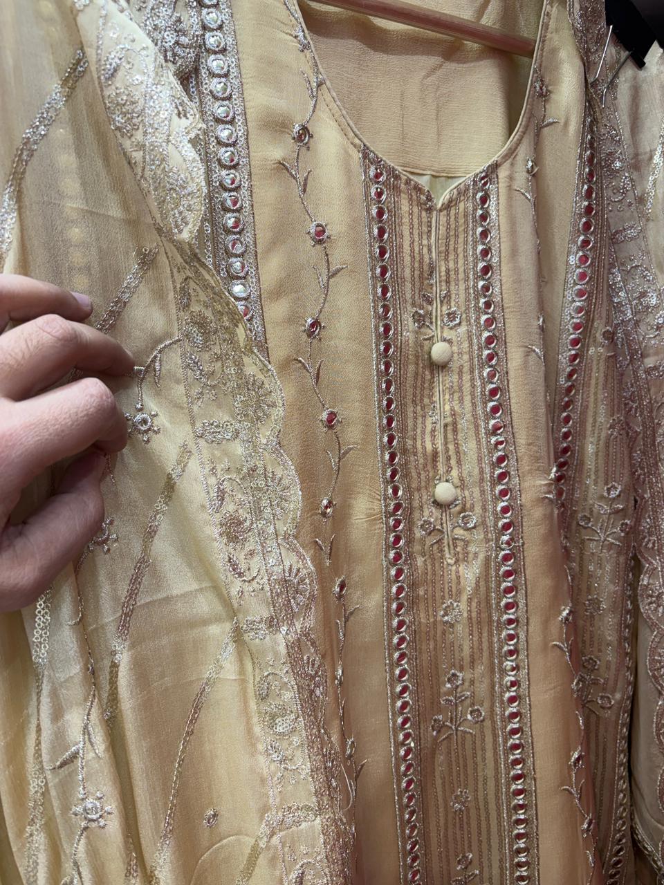 Pure Chinnon Zari Patra Beautiful Sharara