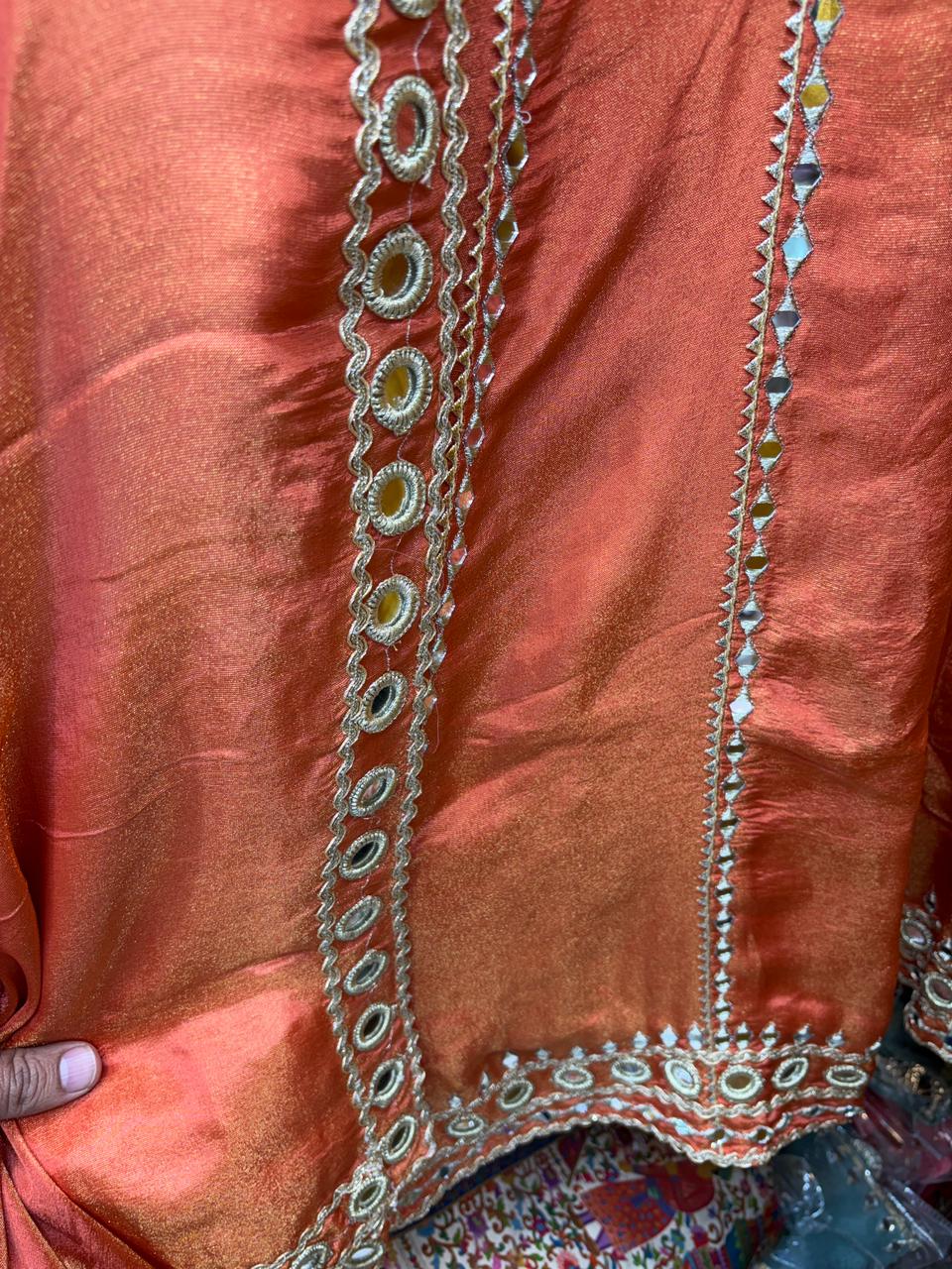 Short Anarkali Mirror work Dhoti Pant Suits