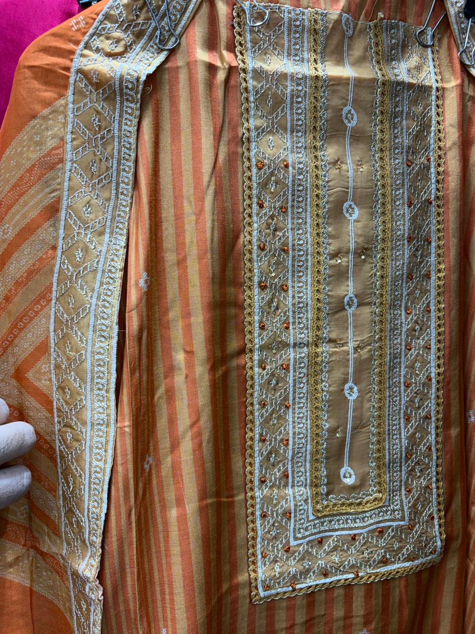 Pure Muslin Soft Organza Designer Dupatta  Suit