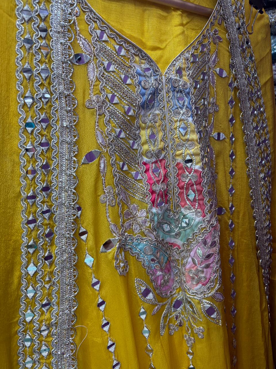 Delight & Elegant Pastel Shades Mirror Work Anarkali