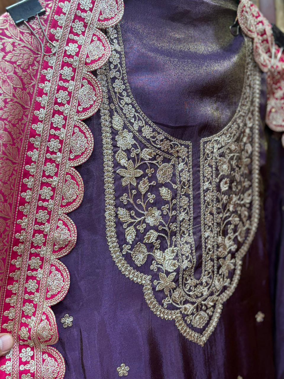 Shimmer Silk Zari Sequins Potli Suits