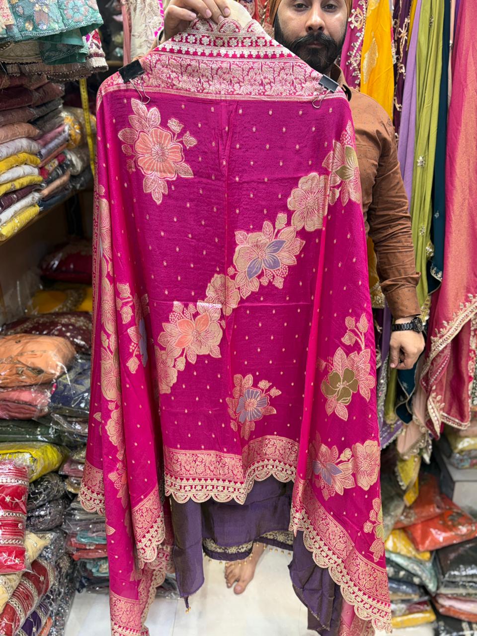 Shimmer Silk Zari Sequins Potli Suits