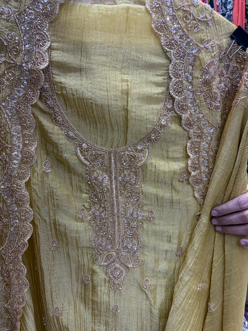 Crushed Shimmer Handwork Cutwork Design
