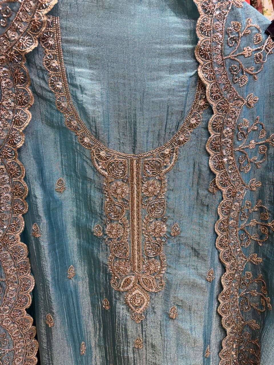 Crushed Shimmer Handwork Cutwork Design