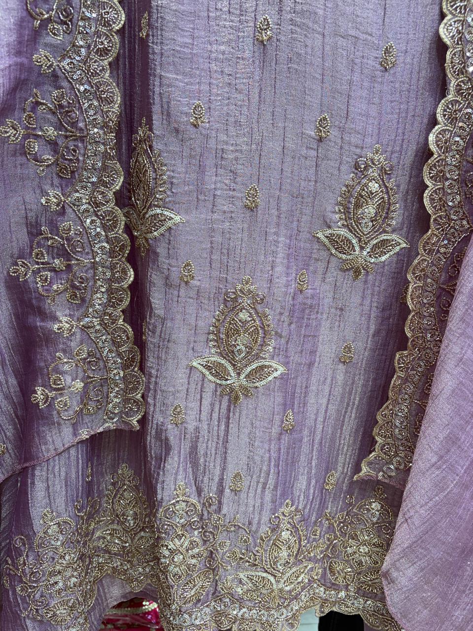 Crushed Shimmer Handwork Cutwork Design
