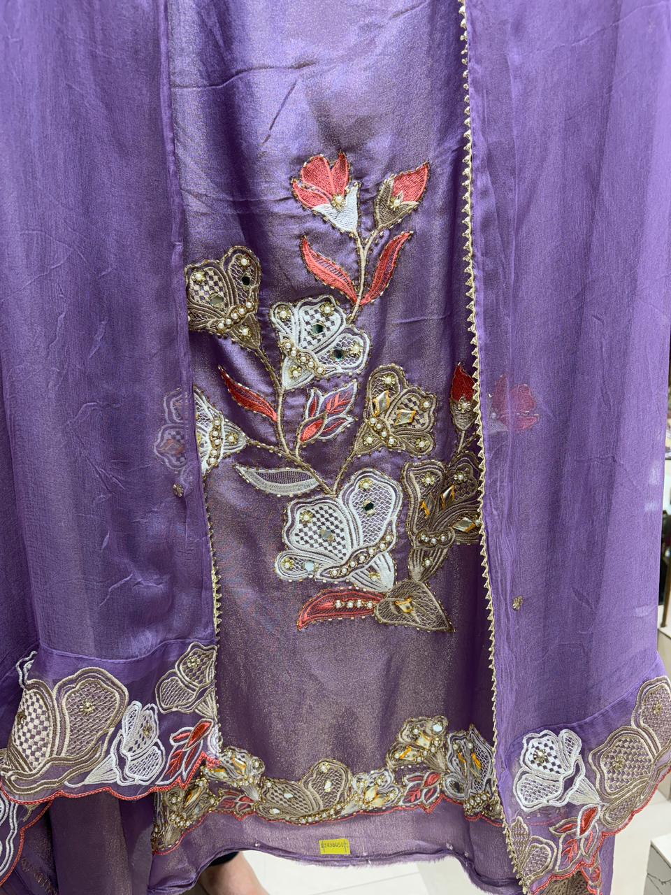 Shimmer Silk Thread Pearl Designer Suit