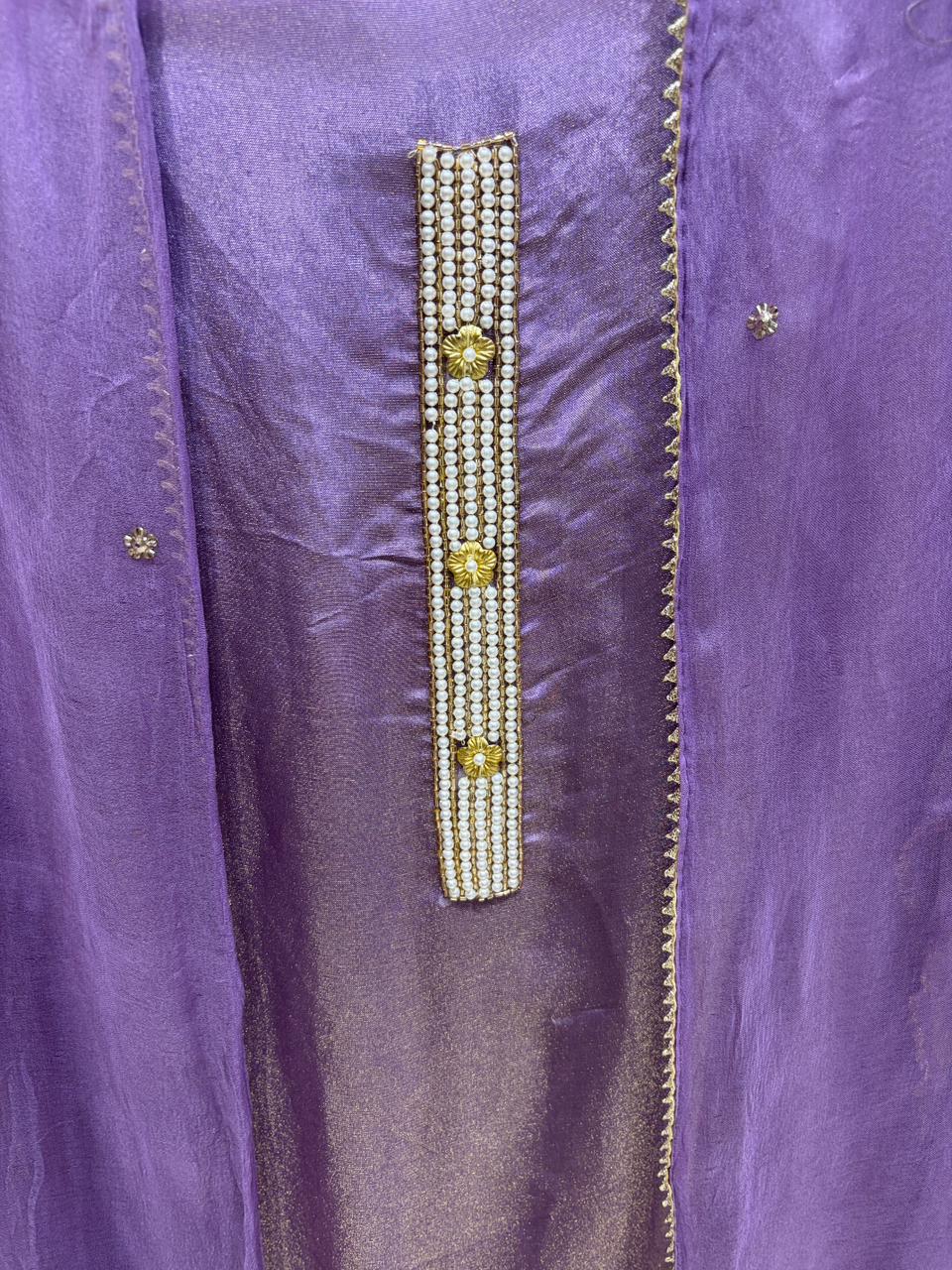 Shimmer Silk Thread Pearl Designer Suit