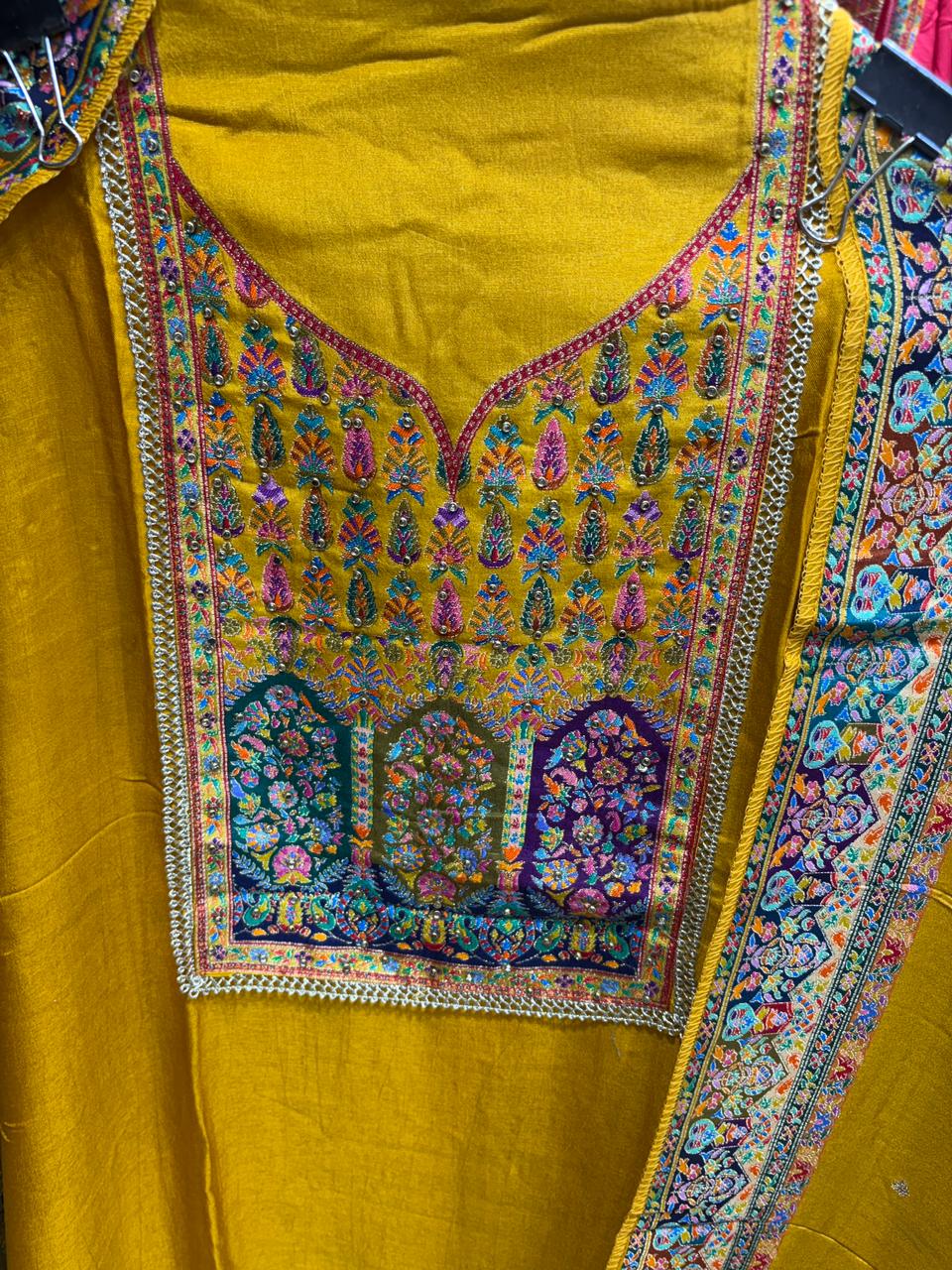 Opada Silk Position Weave Neckline with Dupatta Border