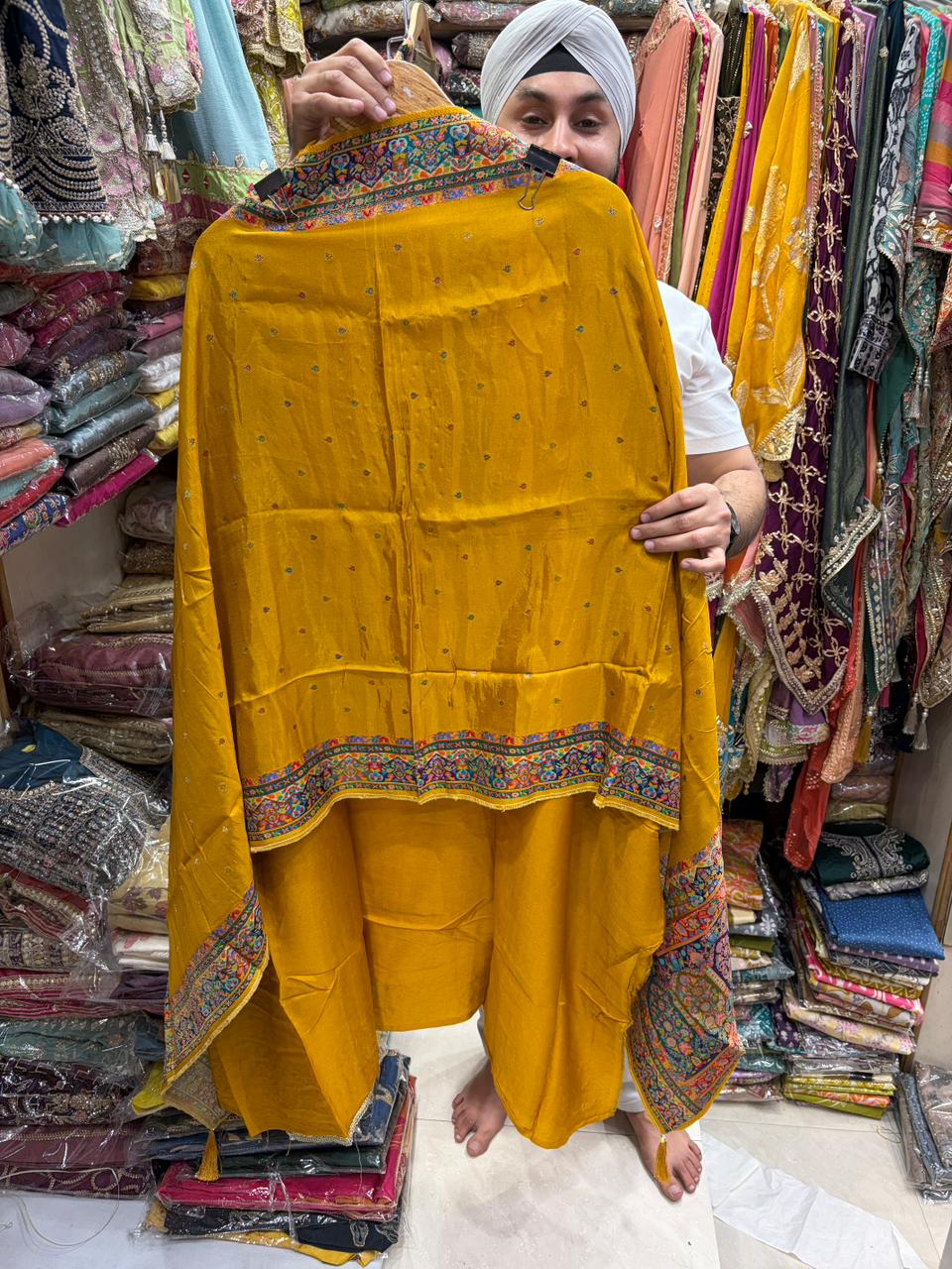 Opada Silk Position Weave Neckline with Dupatta Border