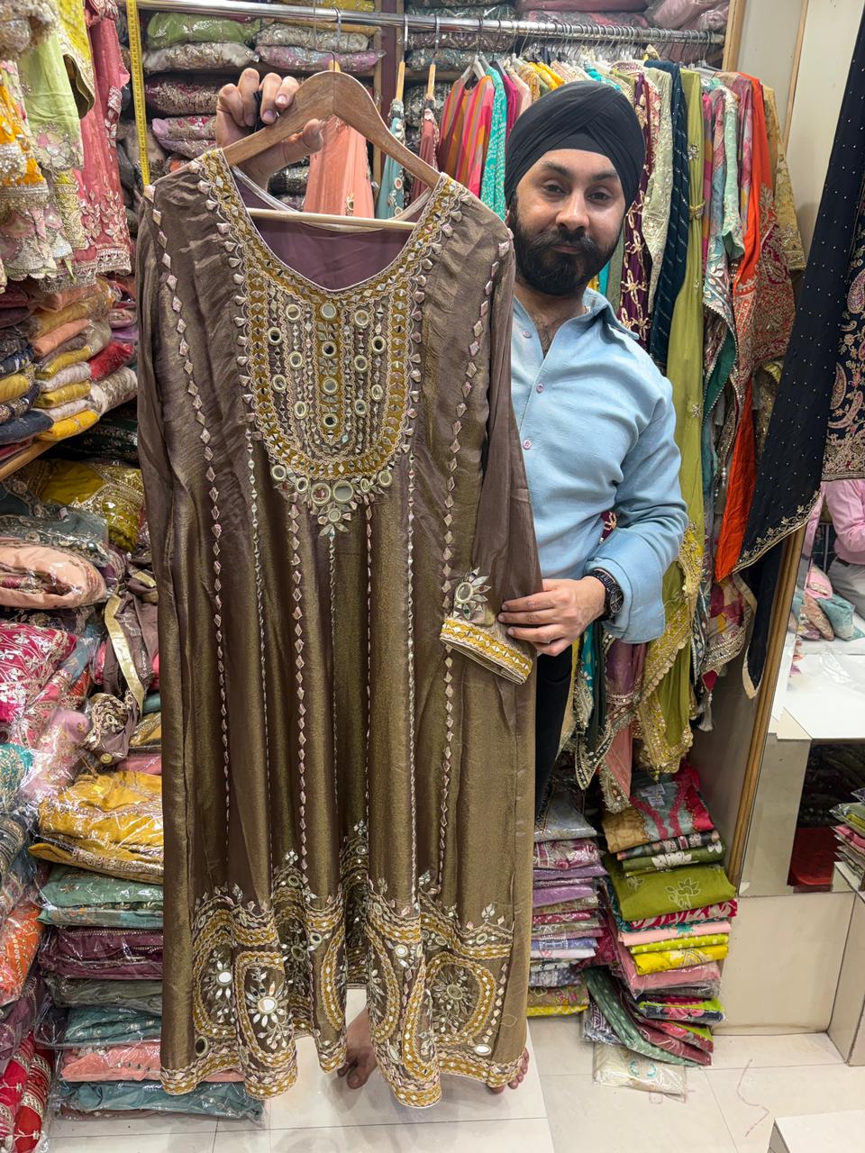 Celebrity Inspired Mirror Anarkali Dupatta Set
