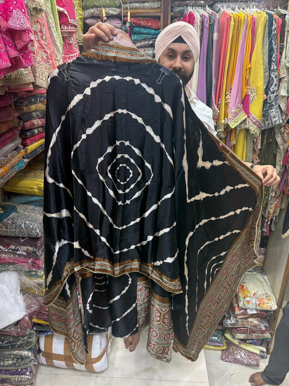 Gajji Ajrakh Bandhni Fusion Print - Design no 12