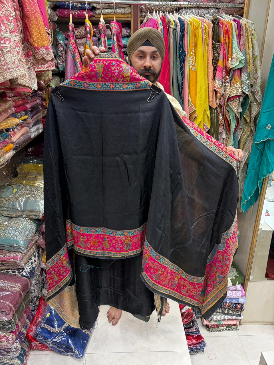 Pure Silk Weaving Front Jaal Flowers Ghera