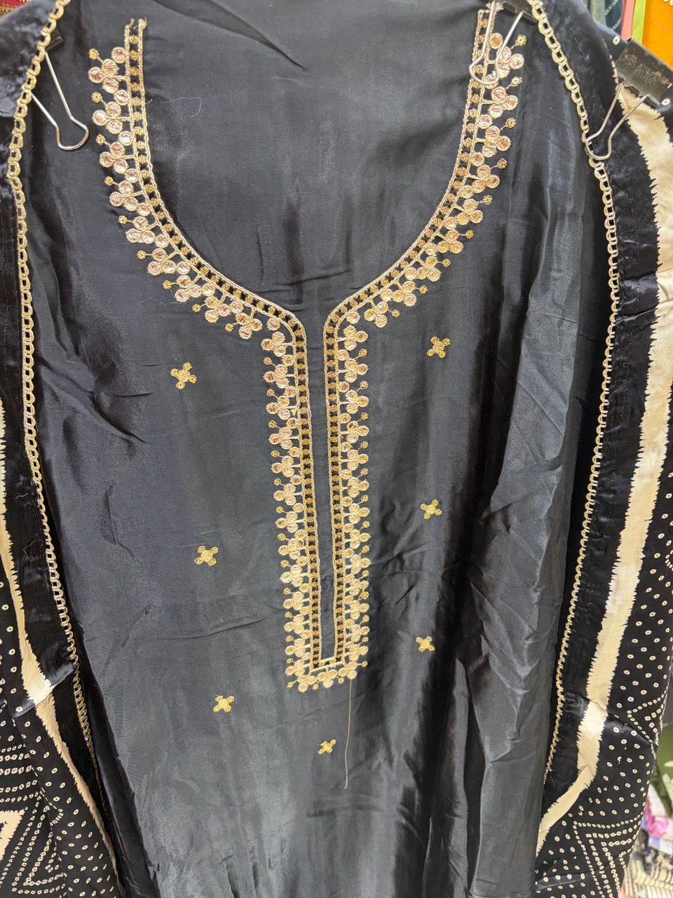 Gajji Vibrant Color Patra Neck - Design no 7