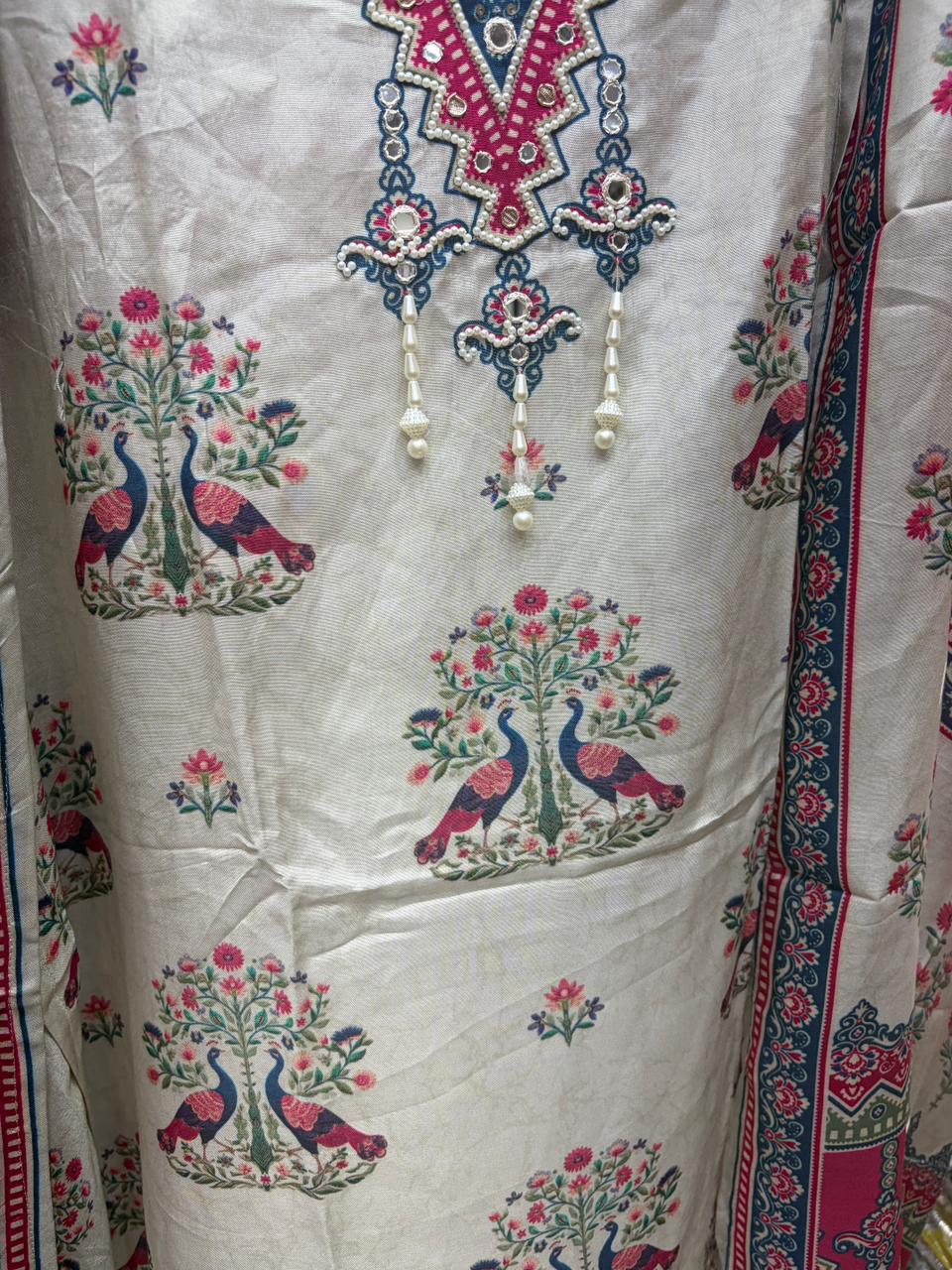 Pakistani Style Pure Muslin Suits with Elegant Neck
