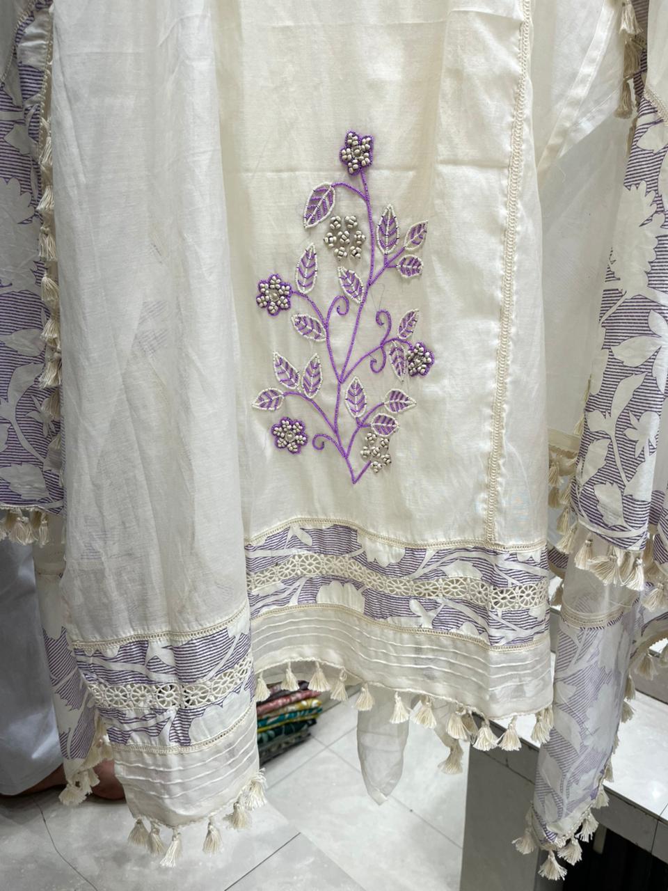 Summer Special Pure Mul Chanderi ( Croshiya & Pearl )