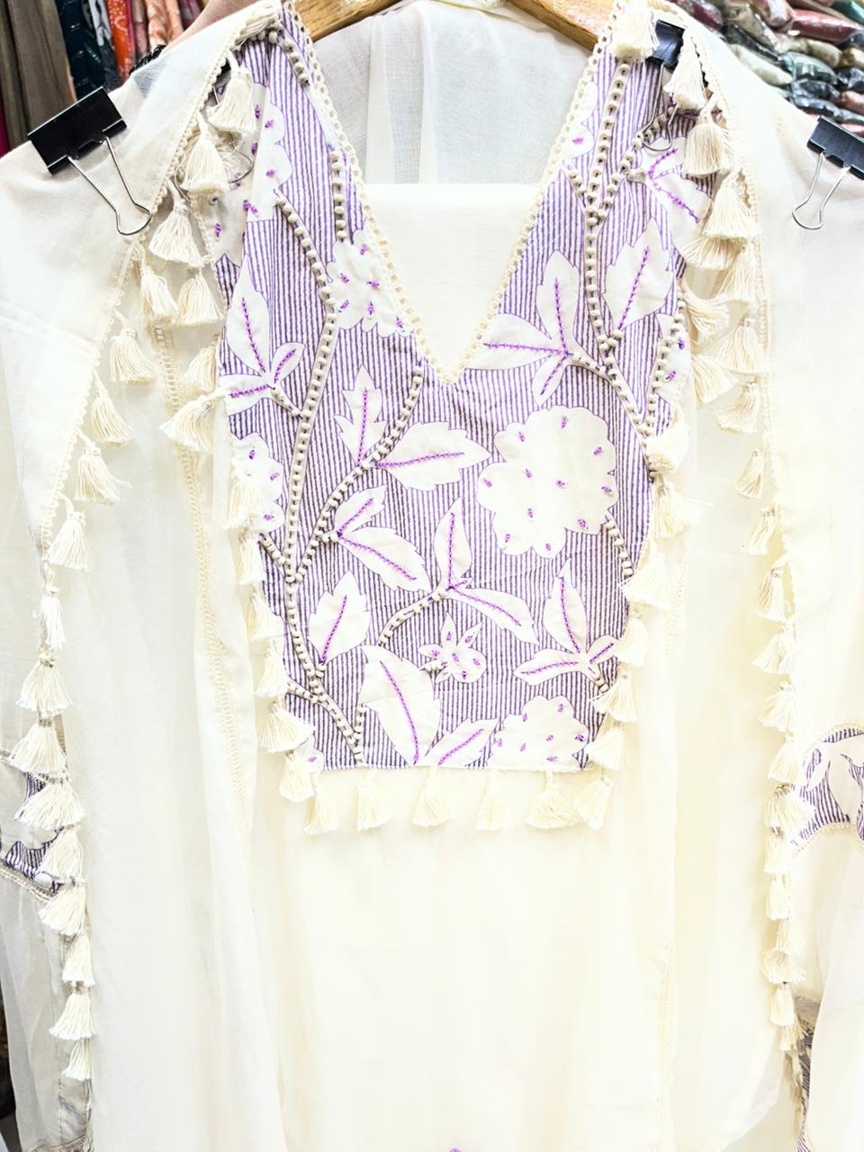 Summer Special Pure Mul Chanderi ( Croshiya & Pearl )