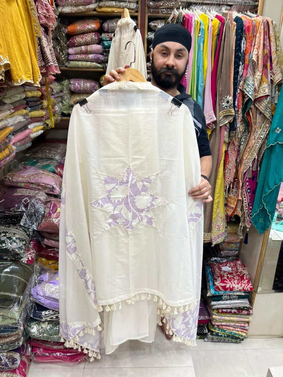 Summer Special Pure Mul Chanderi ( Croshiya & Pearl )