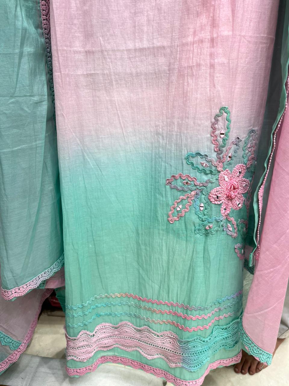 Mul Ombrey croshiya & Mirror Work Designer Suits