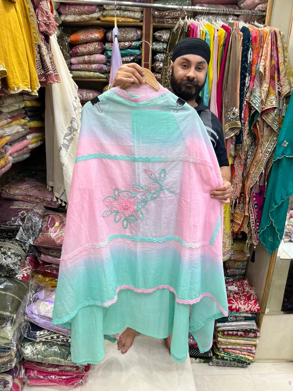 Mul Ombrey croshiya & Mirror Work Designer Suits