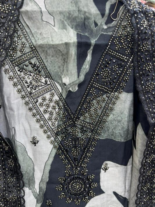 Muslin Black Solo With V Style Neck D no 1