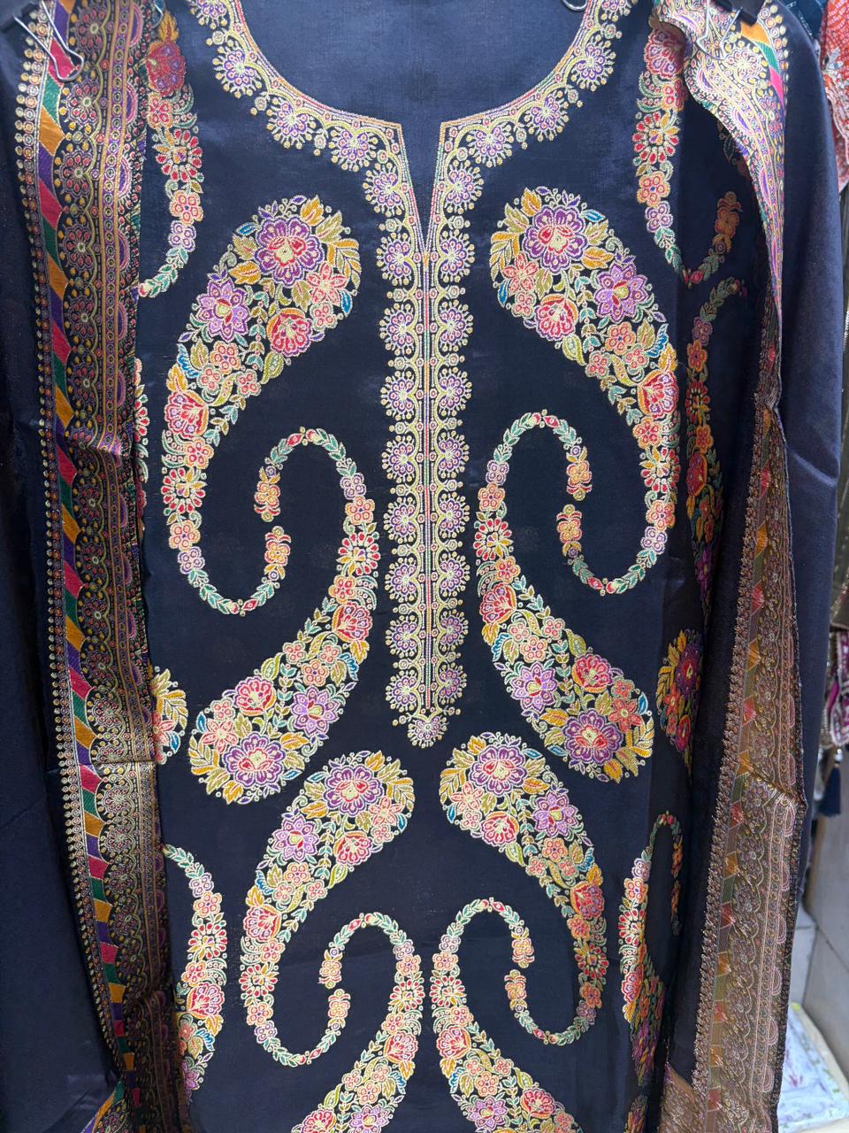 Silk Jacquard Suit With Banrasi Weave